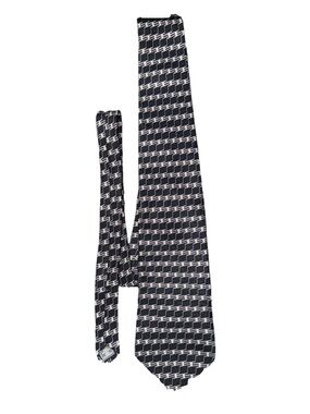 Dover Arrow Men's Neck Tie Black & White with hint of blue Geometric Pattern